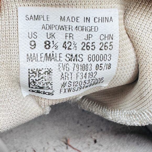 Adidas Adipower‎ 4orged Spiked Golf Shoe Men's US 9 White Gray Round Toe F34192 - Picture 9 of 9